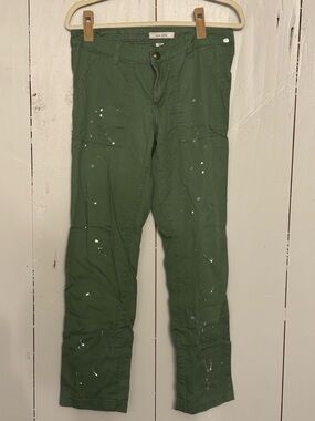 Adam Levine Collection Olive Green Cargo Pants with Paint-Splatter Detail